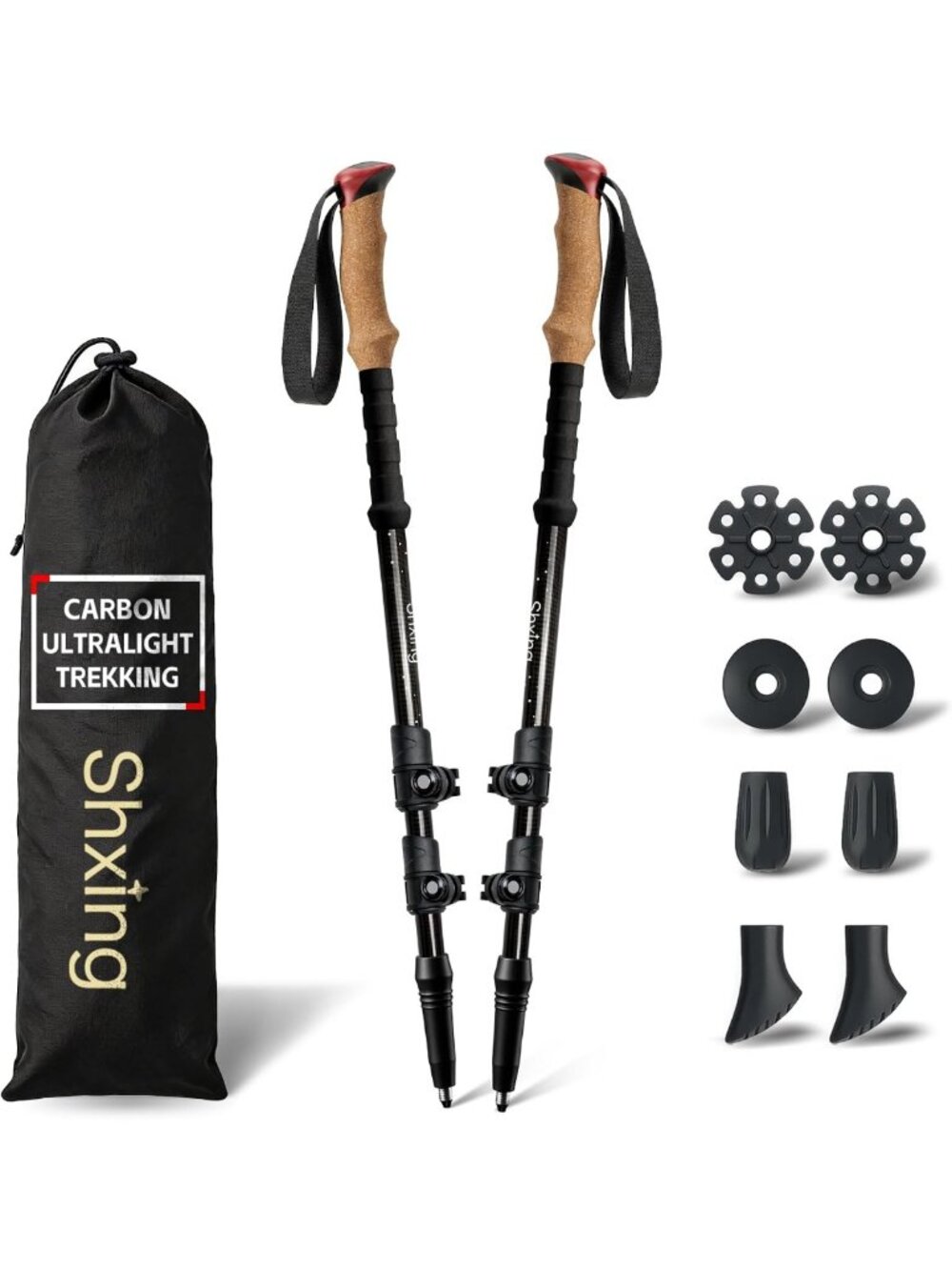 Lightweight Carbon Fiber Trekking Poles - 7.1 oz Each, Durable 2 Pack for Hiking